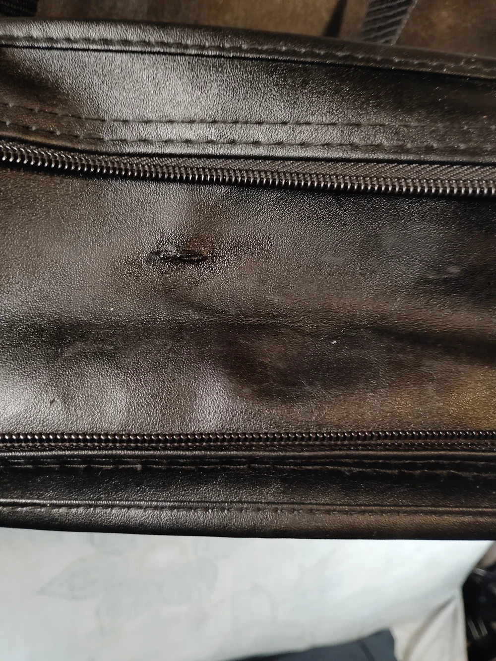 Classic Black Leather Messenger Bag with Gold-tone Hardware
